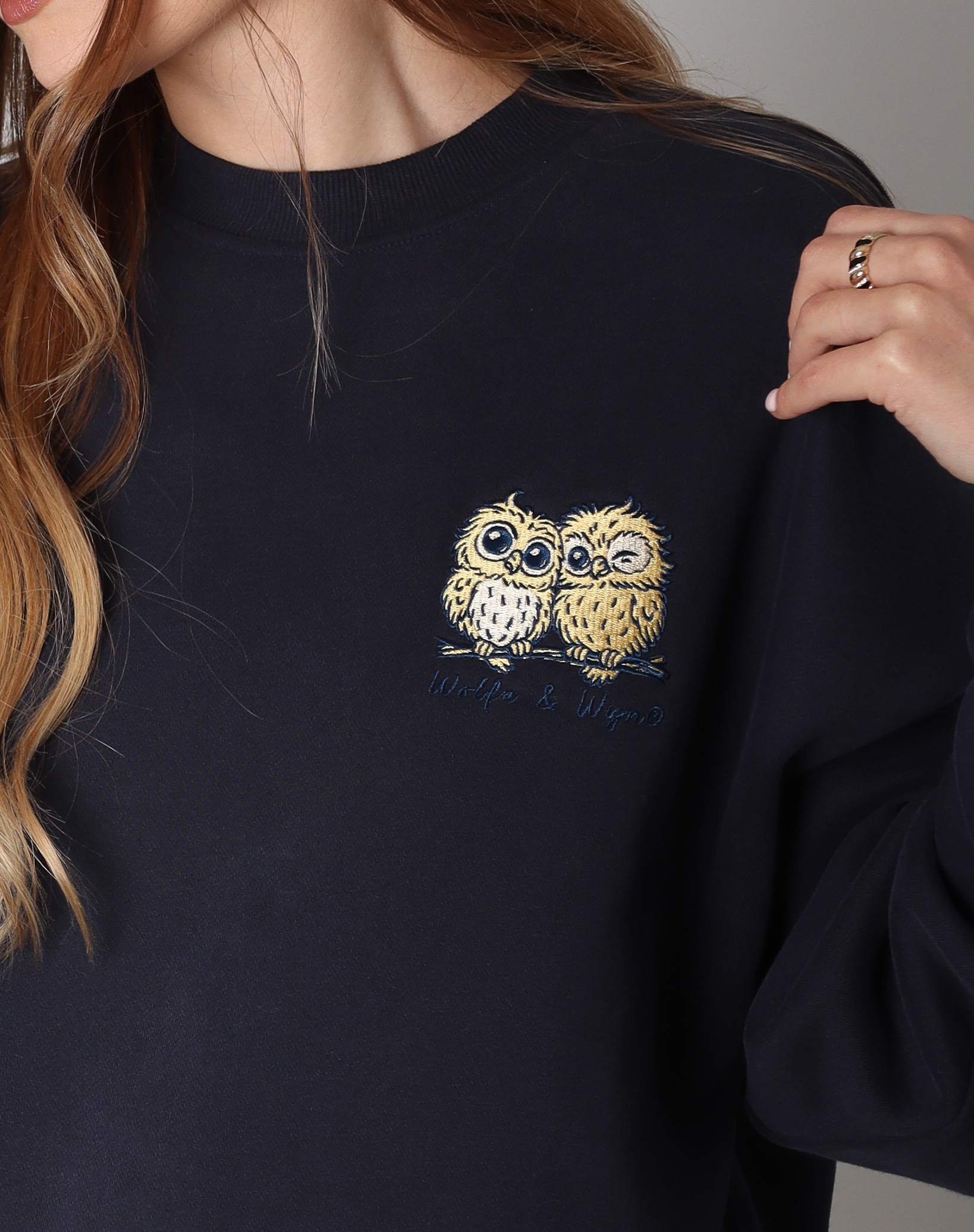 Night Owls Embroidered Sweatshirt Navy