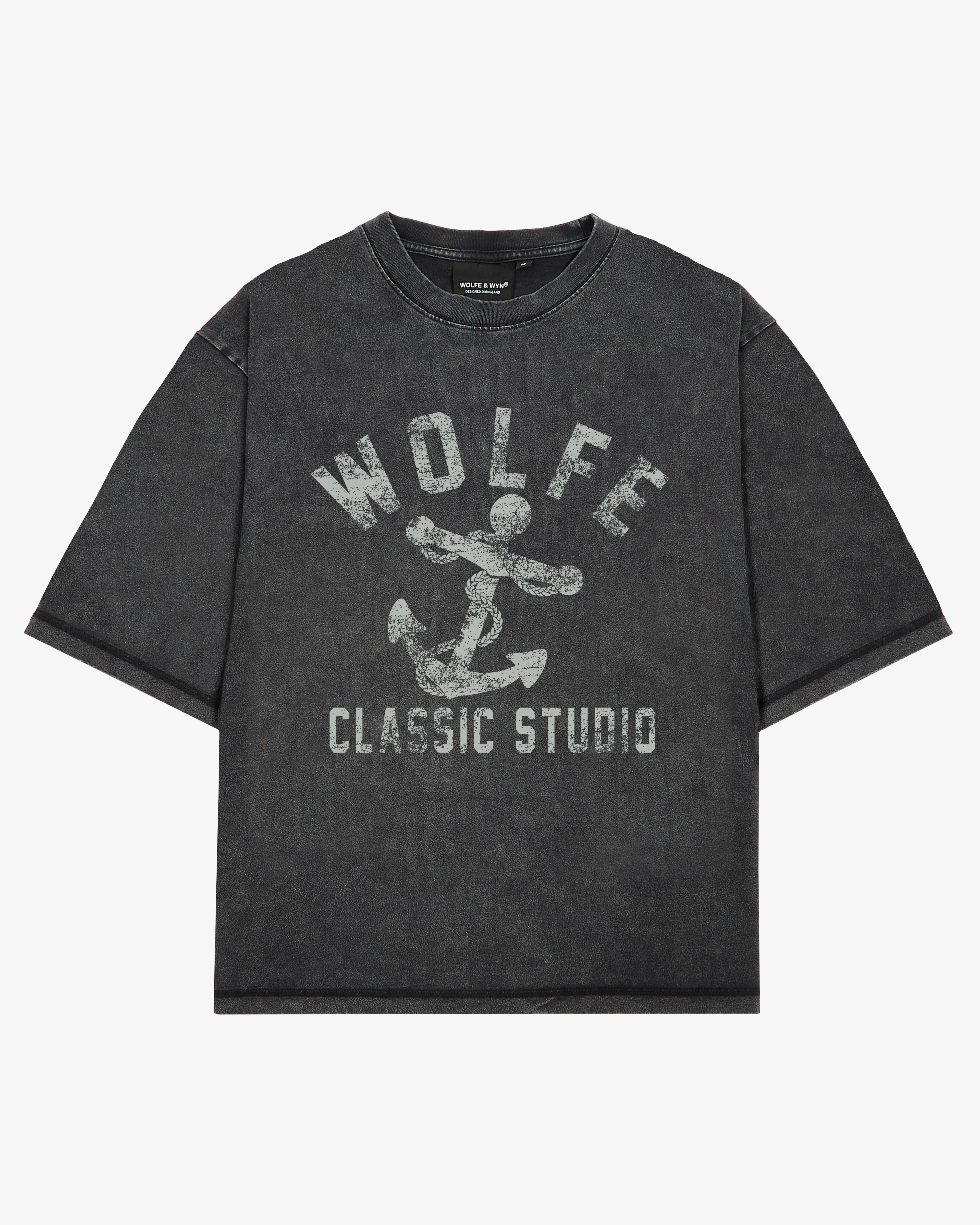 Wolfe Classic Studio Anchor Tee Vintage Wash Black