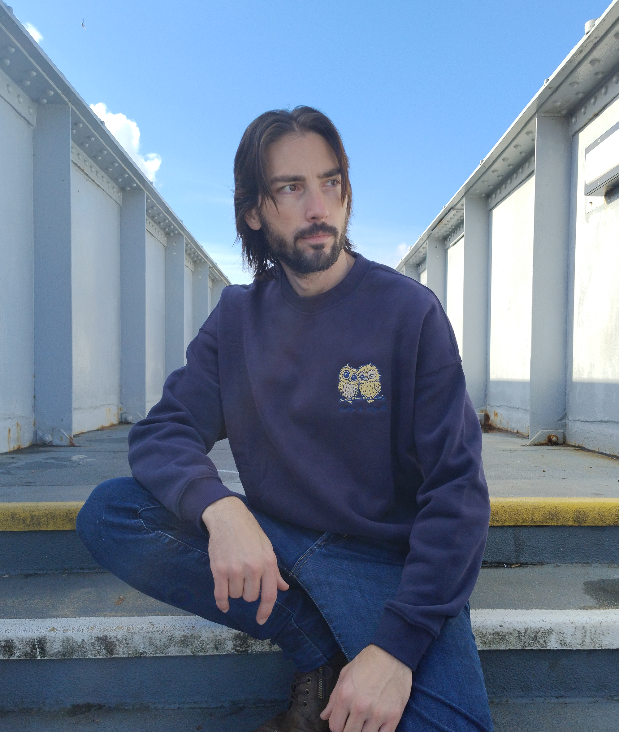 Night Owls Embroidered Sweatshirt Navy