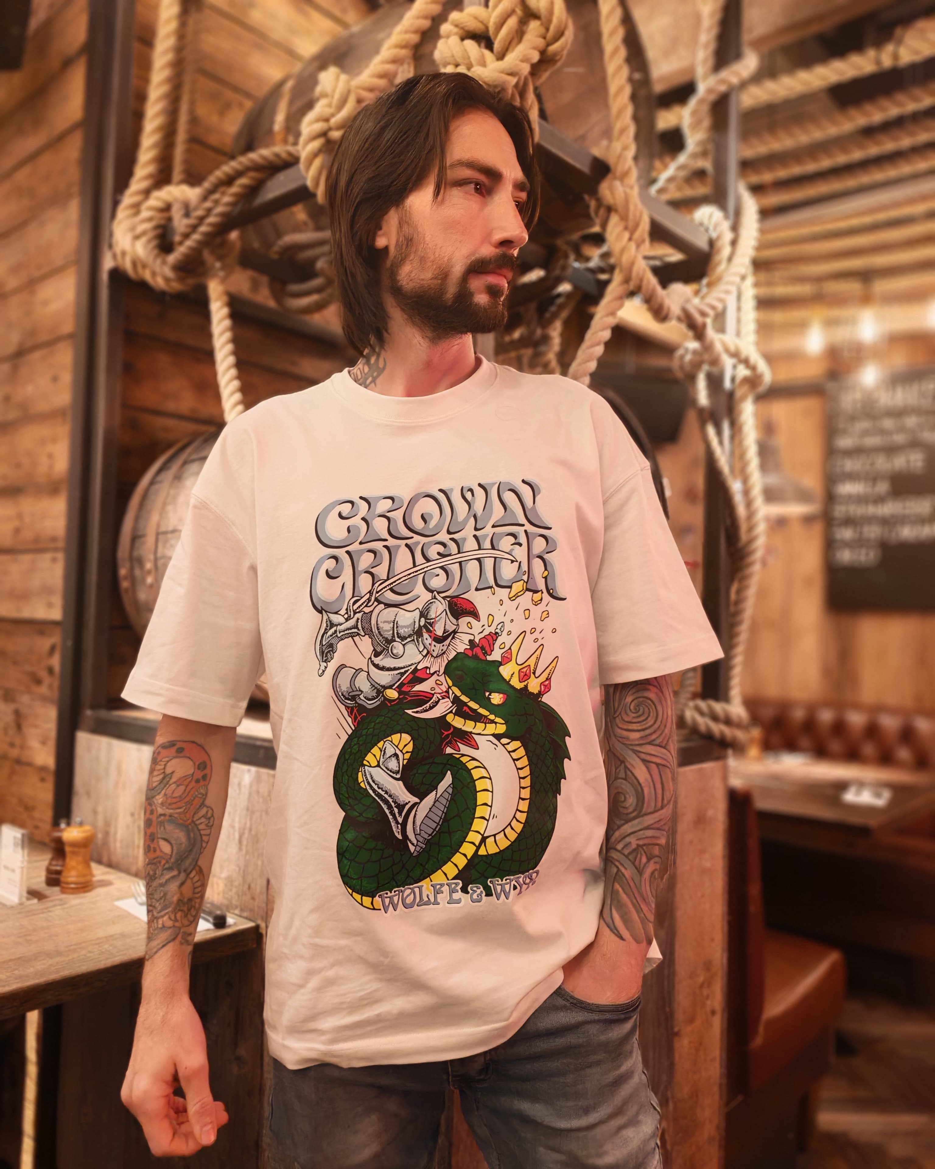 Crown Crusher Knight vs. Basilisk Heavyweight White T-Shirt
