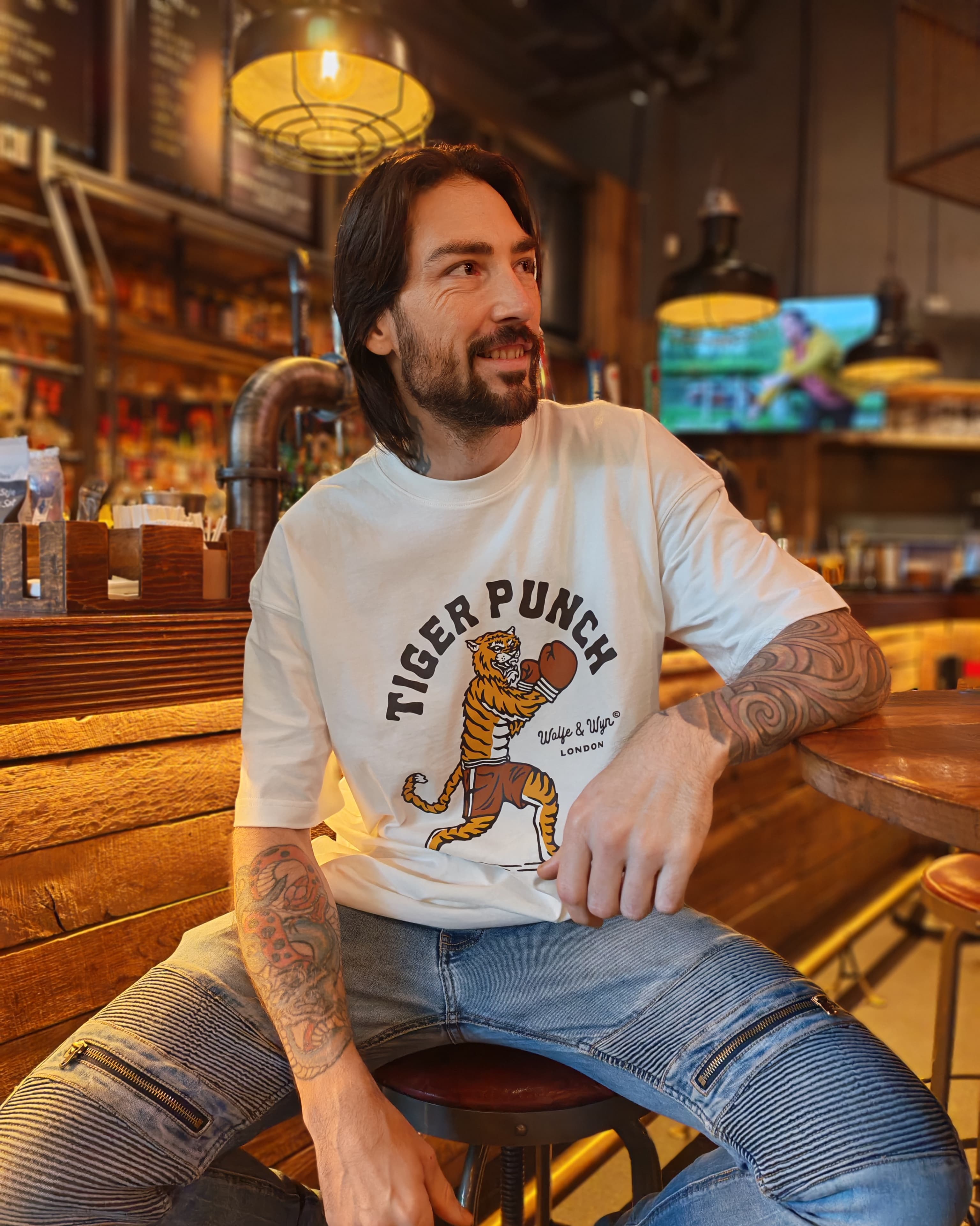 Tiger Punch Unisex T-Shirt in White