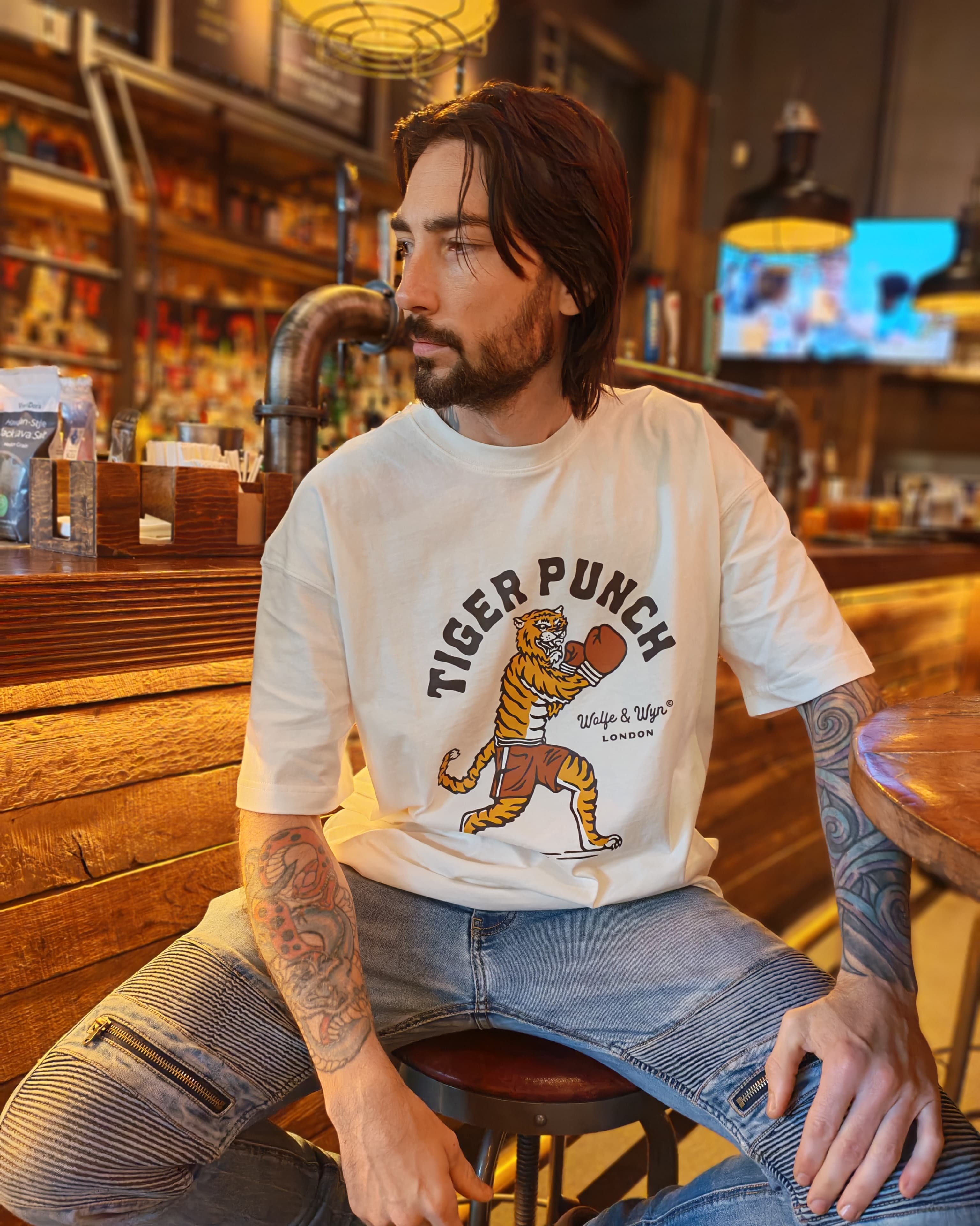 Tiger Punch Unisex T-Shirt in Black