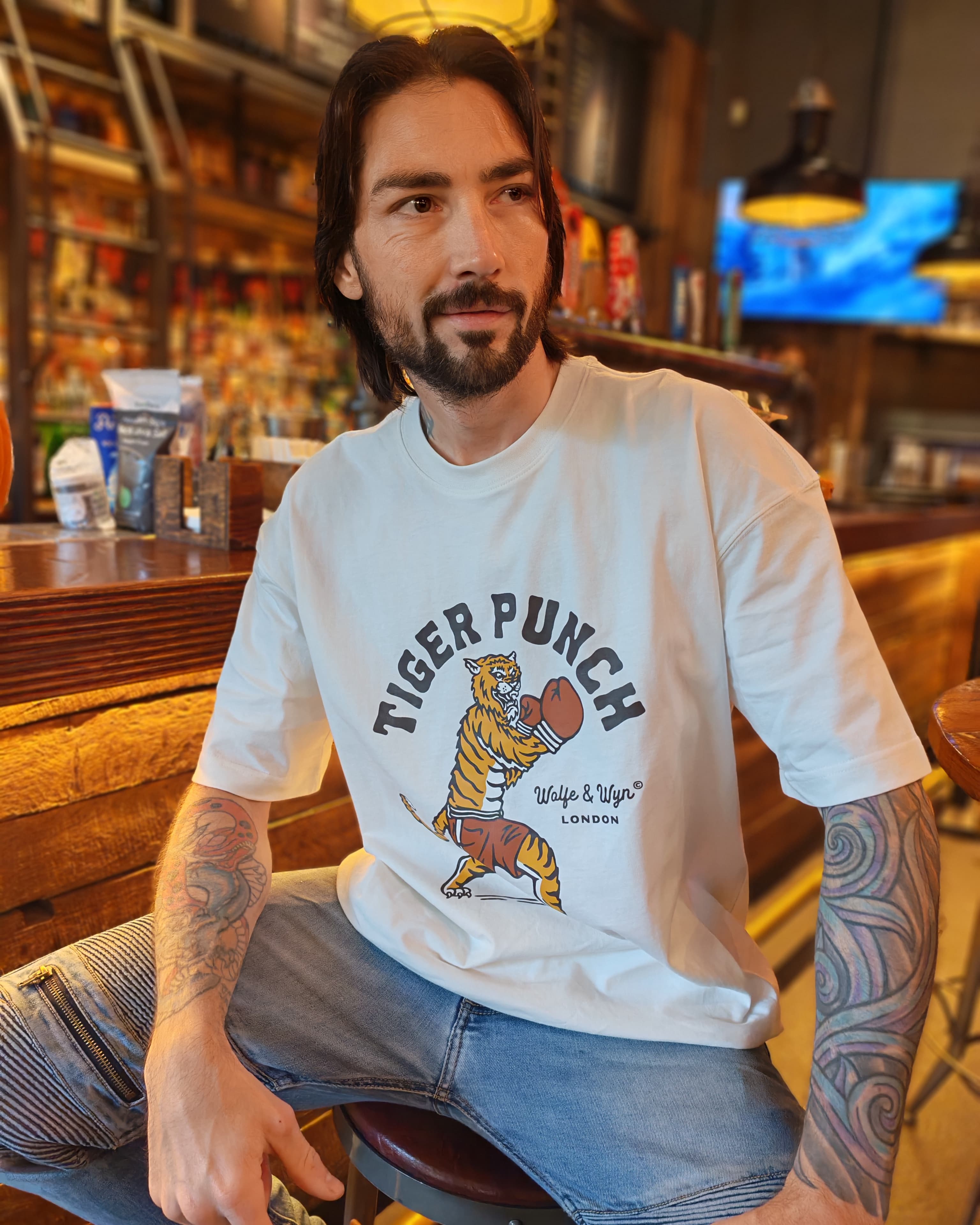 Tiger Punch Unisex T-Shirt in White