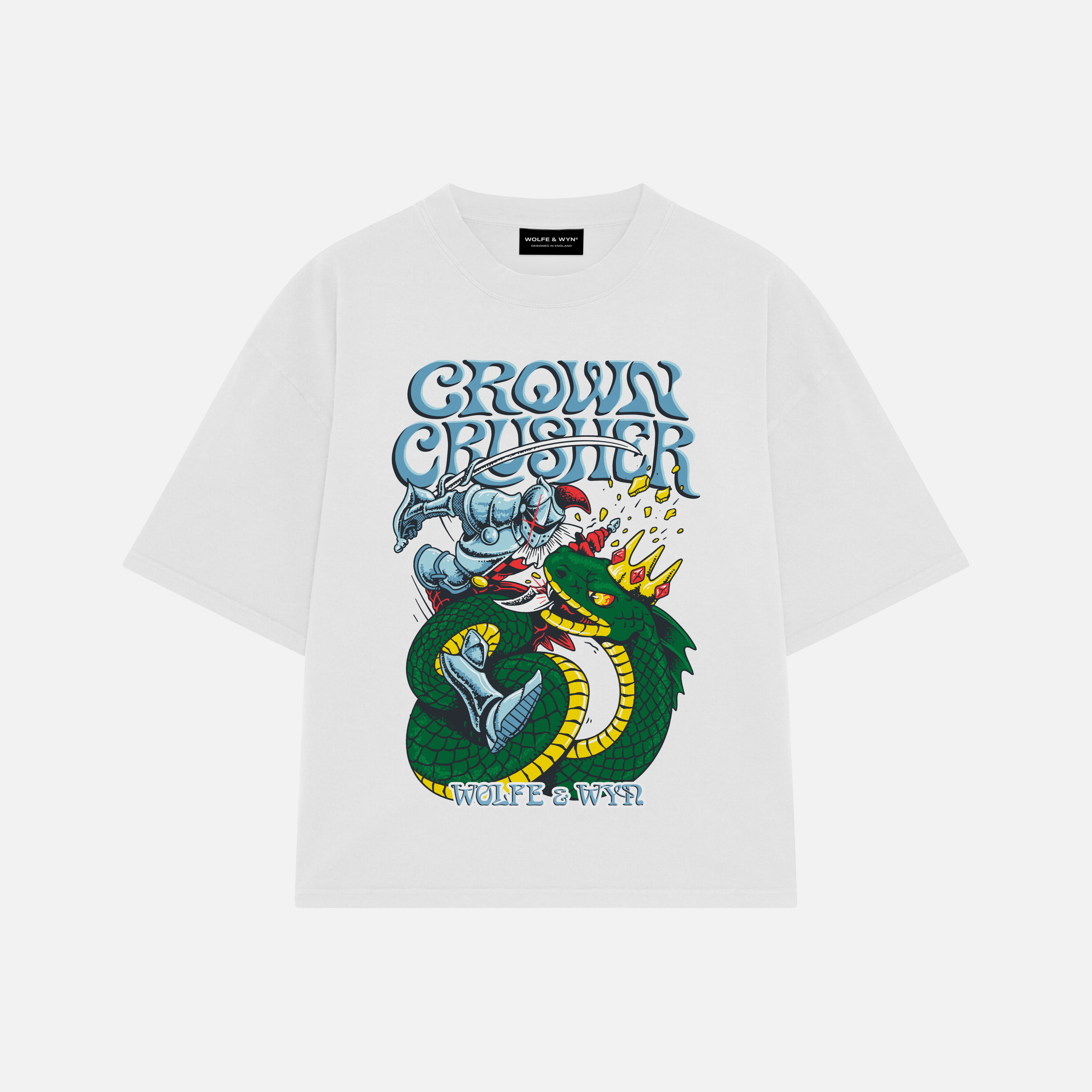 Crown Crusher Knight vs. Basilisk Heavyweight White T-Shirt