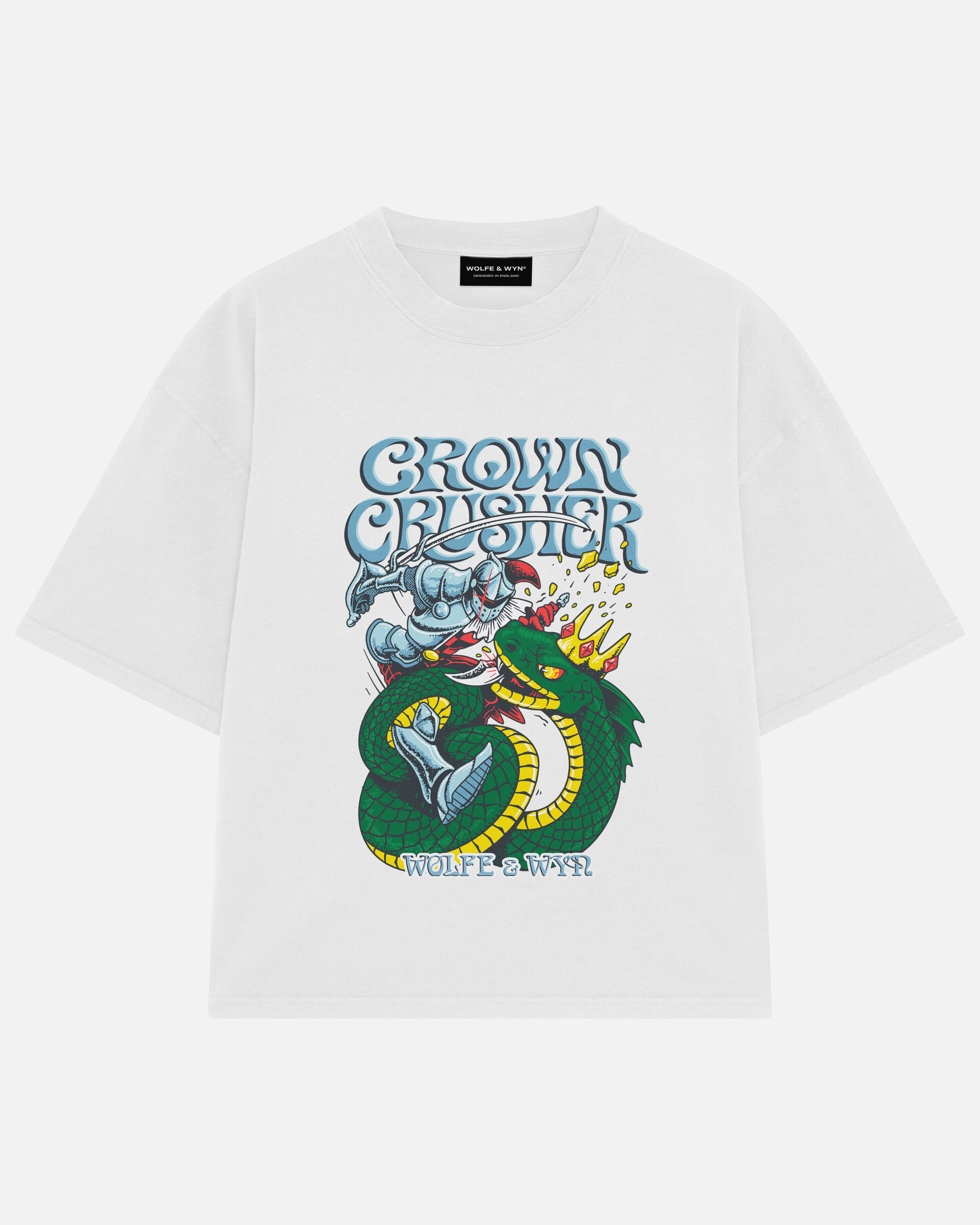 Crown Crusher Knight vs. Basilisk Heavyweight T-Shirt White