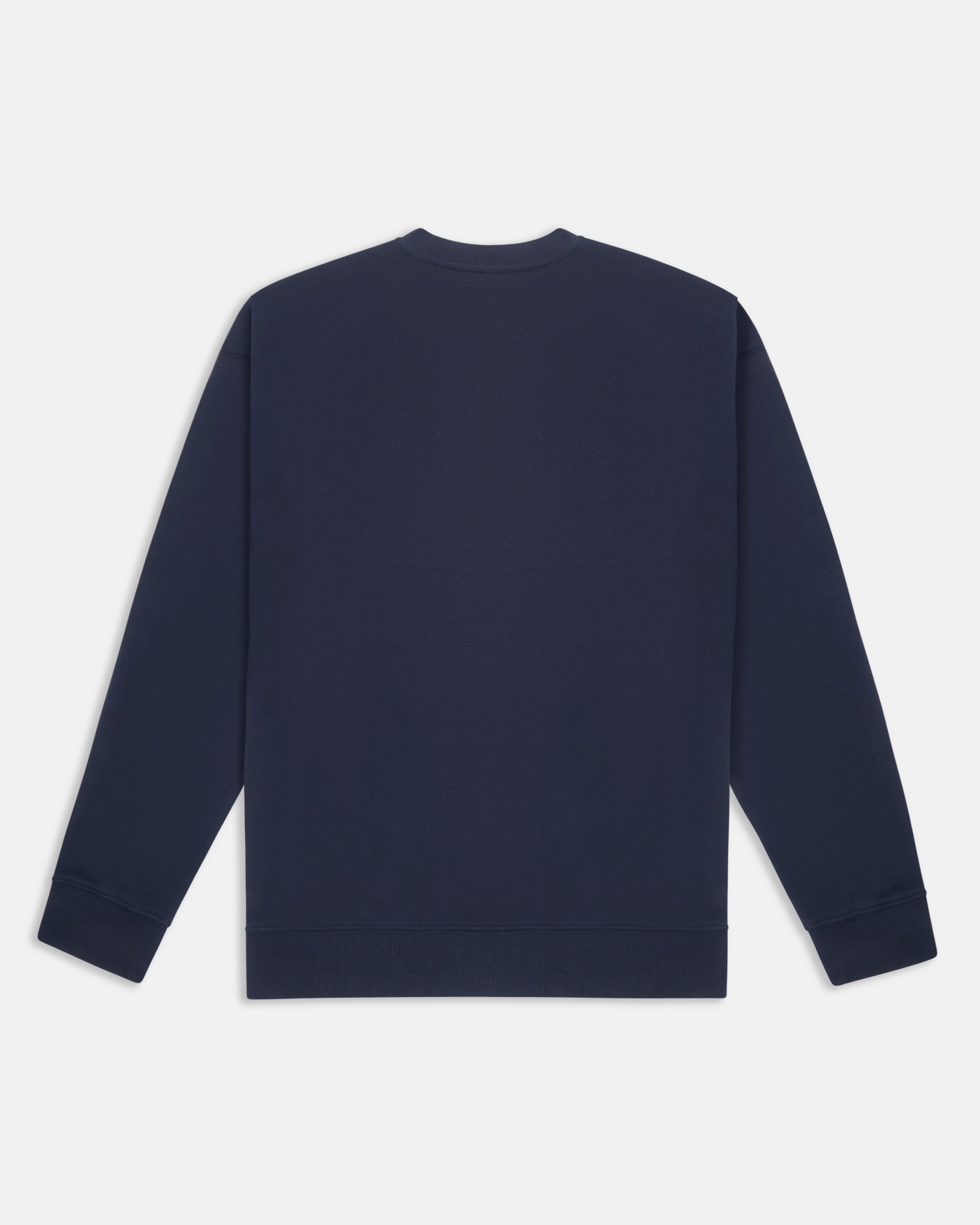 Navy blue sweatshirt on a light gray background