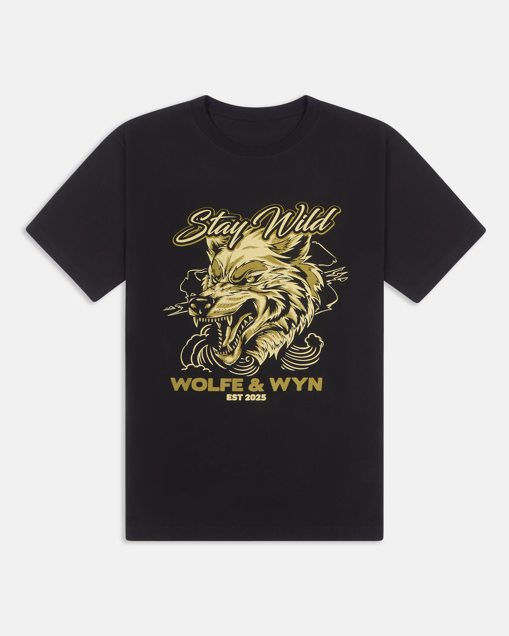 Stay Wild Wolf Head T-shirt Black (Unisex)