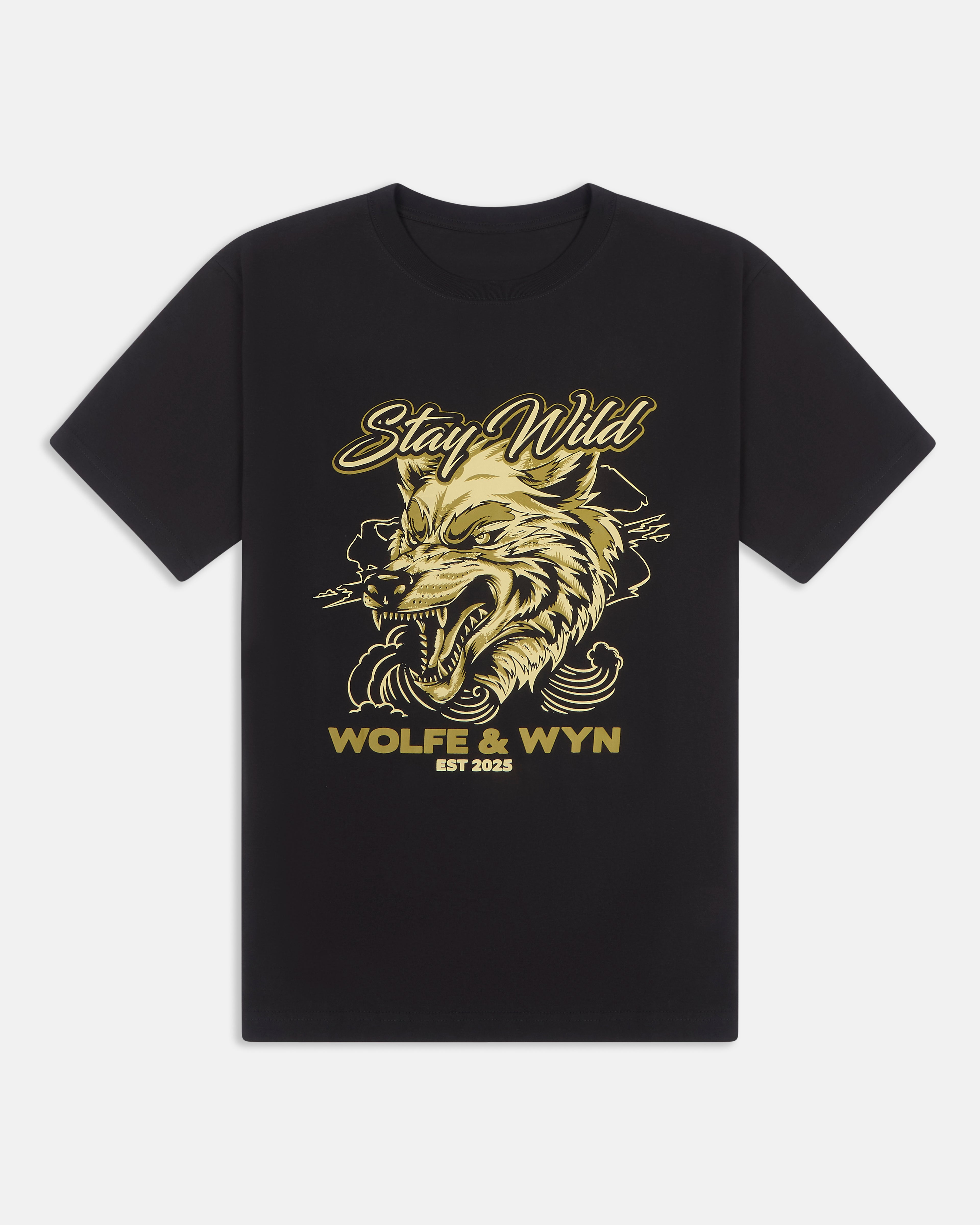 Stay Wild Wolf Head T-shirt Black (Unisex)