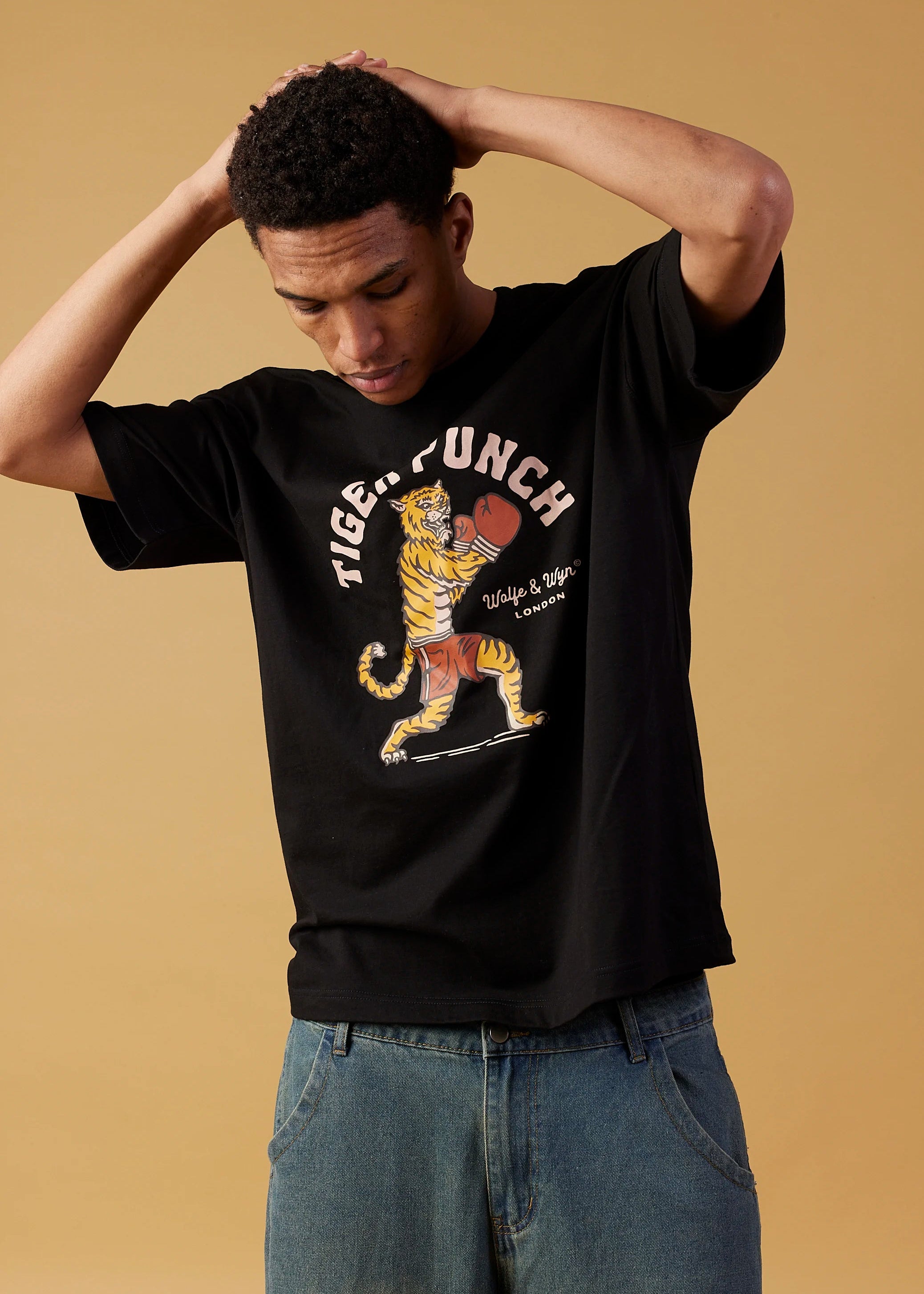 Tiger Punch Unisex T-Shirt in Black