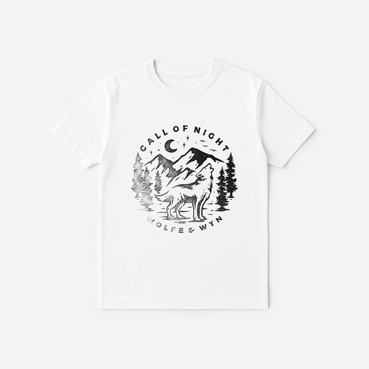 Call of Night Monochrome Wolf T-Shirt White (Unisex)