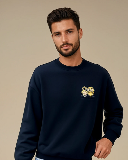 Night Owls Embroidered Sweatshirt Navy