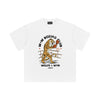 White t-shirt with a tiger boxing graphic and text on a white background