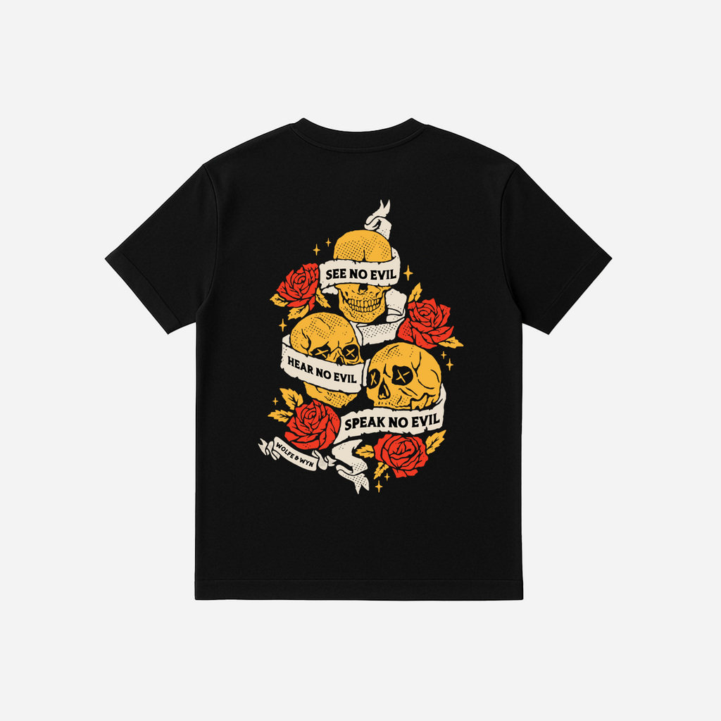 "No Evil Totem" Wolfe & Wyn Print Tee Black (Unisex)