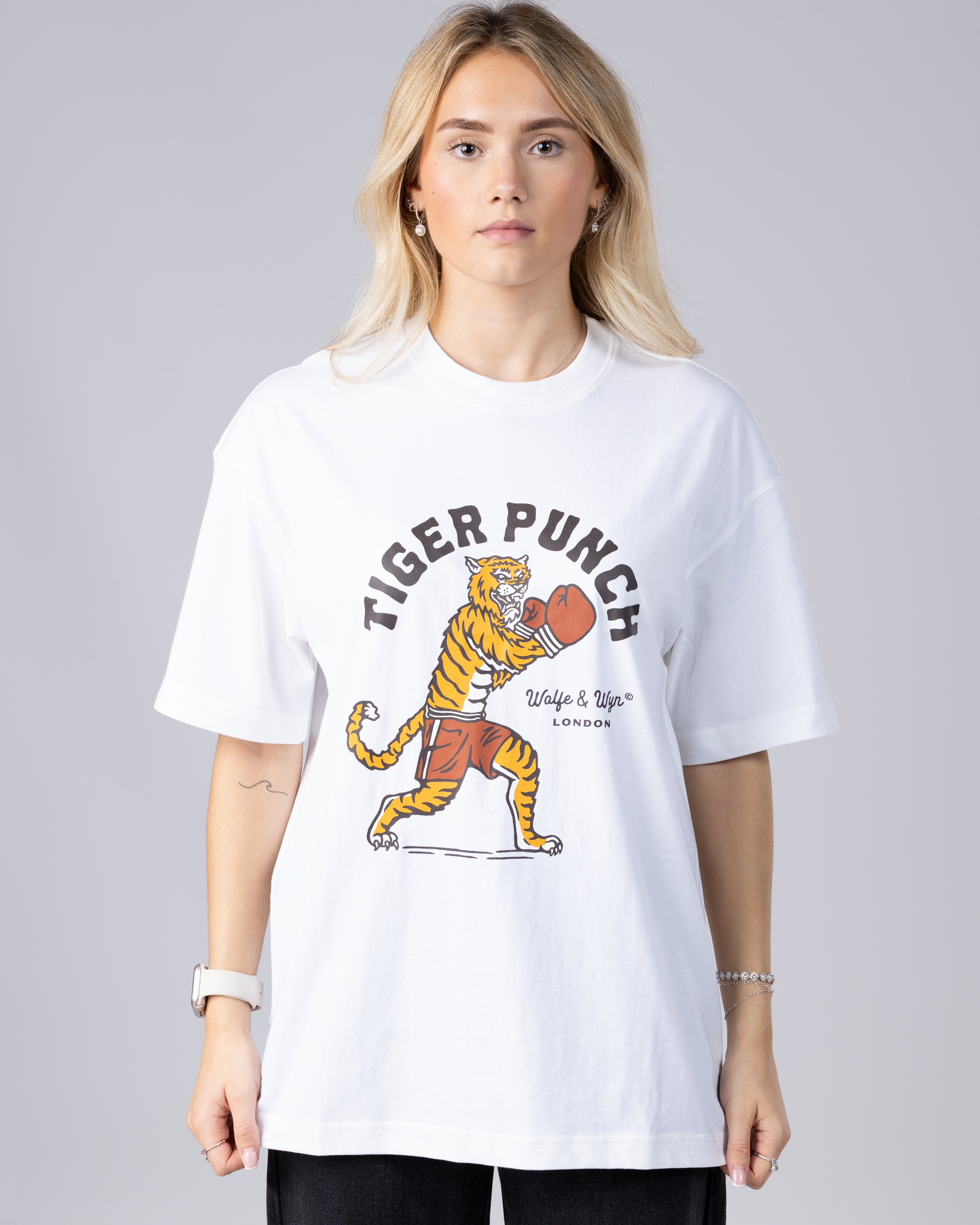 Tiger Punch Unisex T-Shirt in White