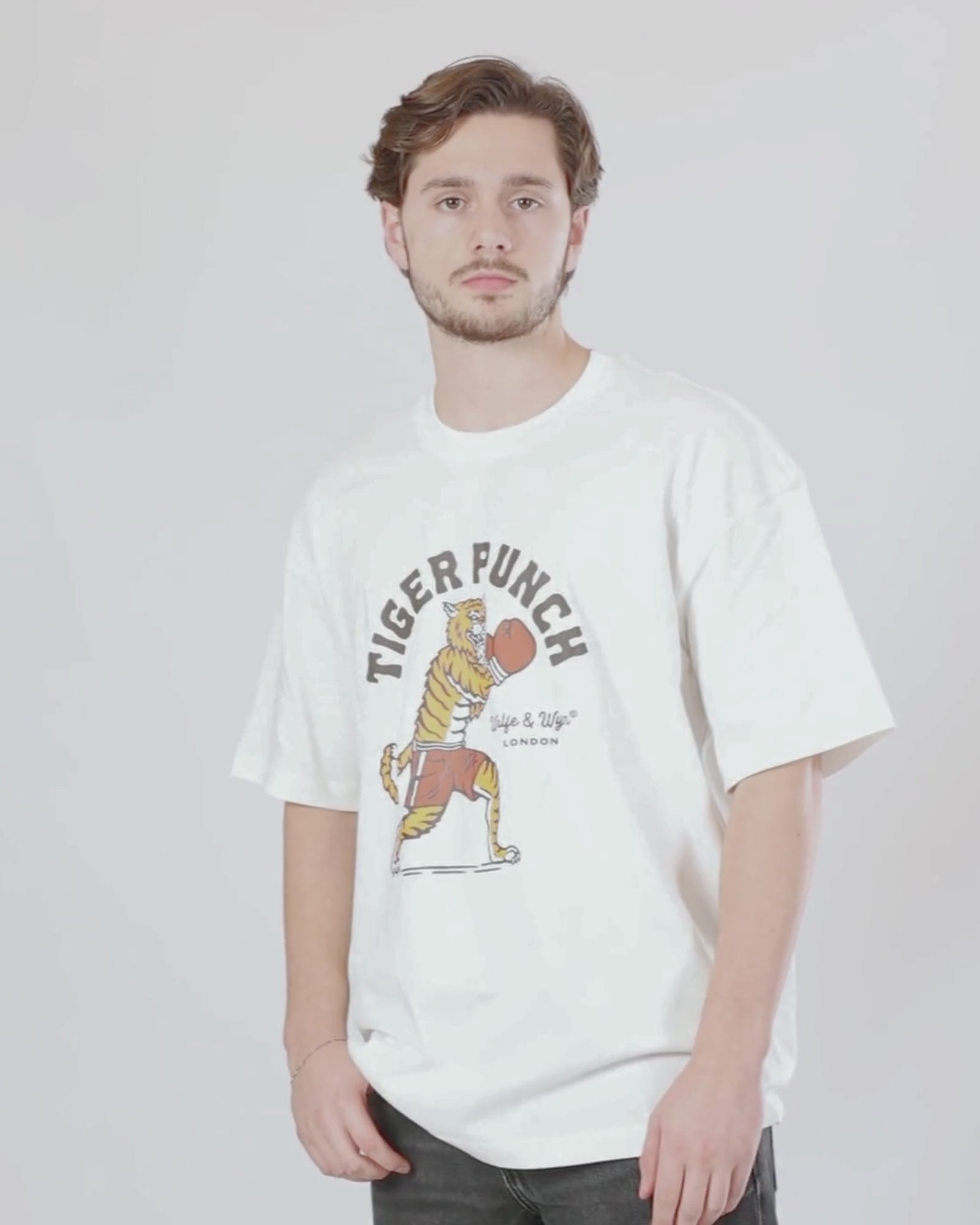 Tiger Punch Unisex T-Shirt in White