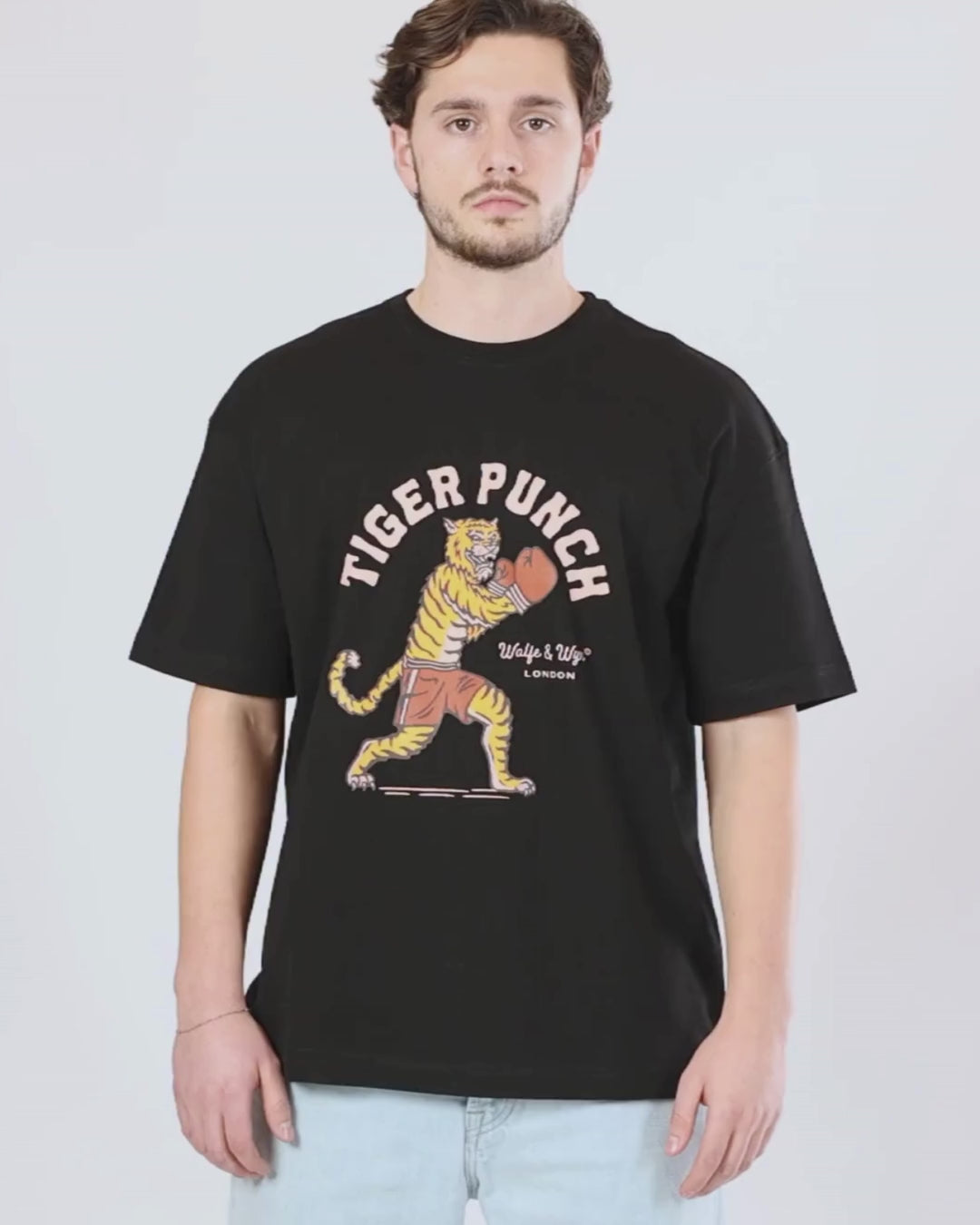Tiger Punch Unisex T-Shirt in Black