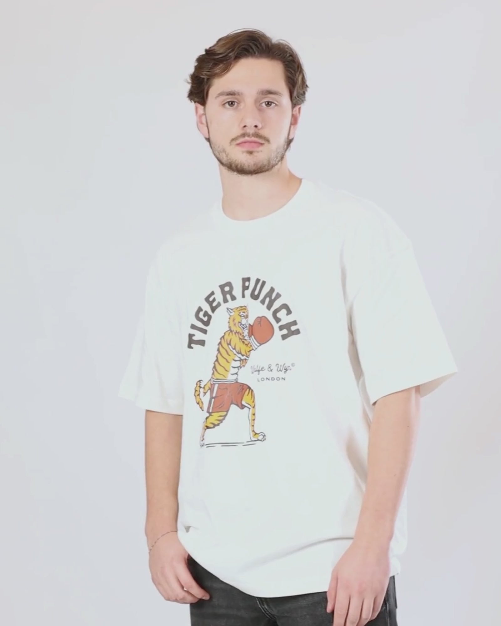 Tiger Punch Unisex T-Shirt in White