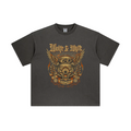 Black t-shirt with a graphic design featuring a tiger and text on a white background