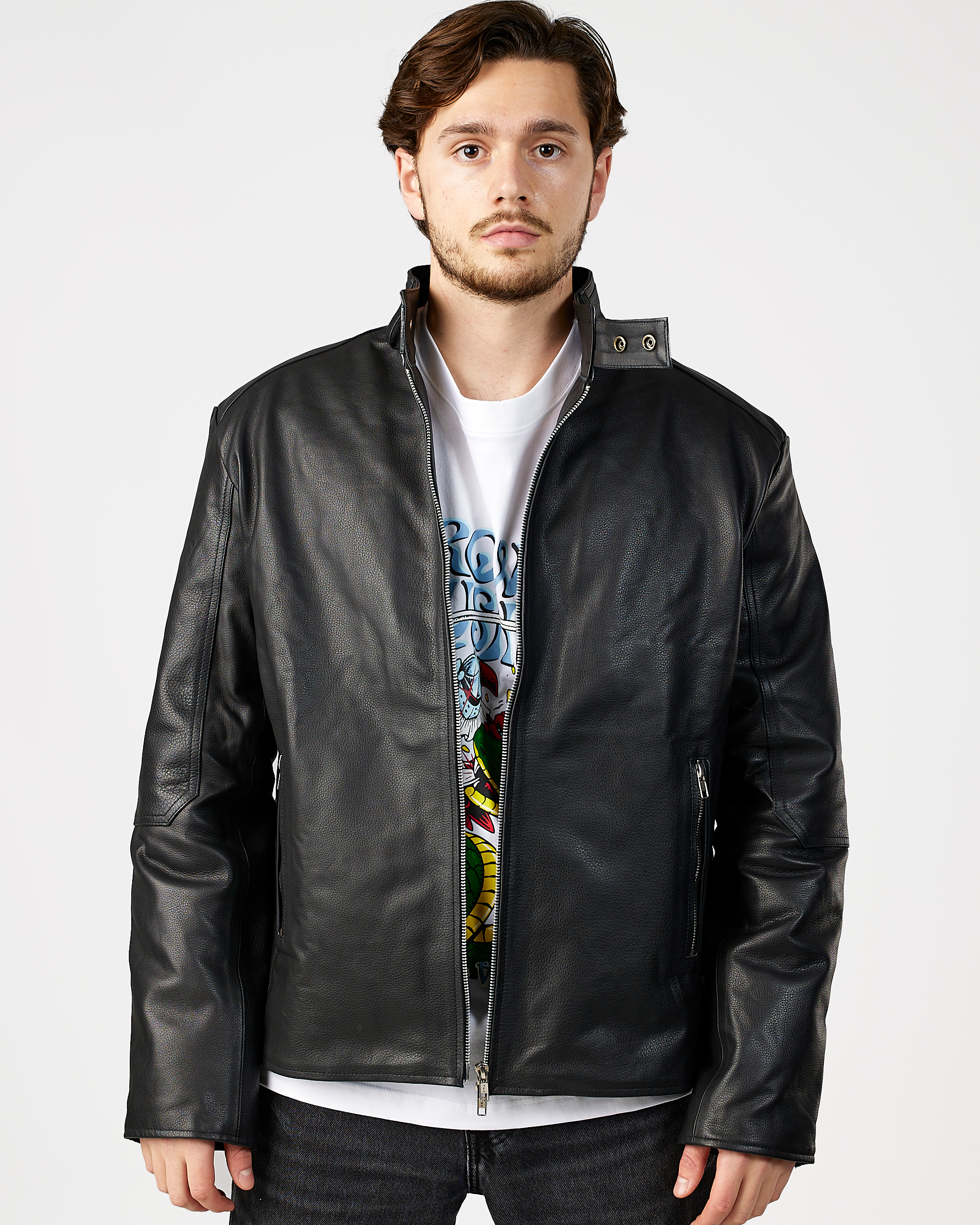 Racer Genuine Leather Jacket Black
