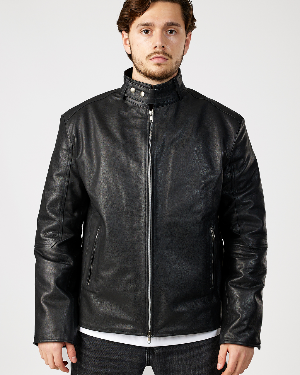 Racer Genuine Leather Jacket Black