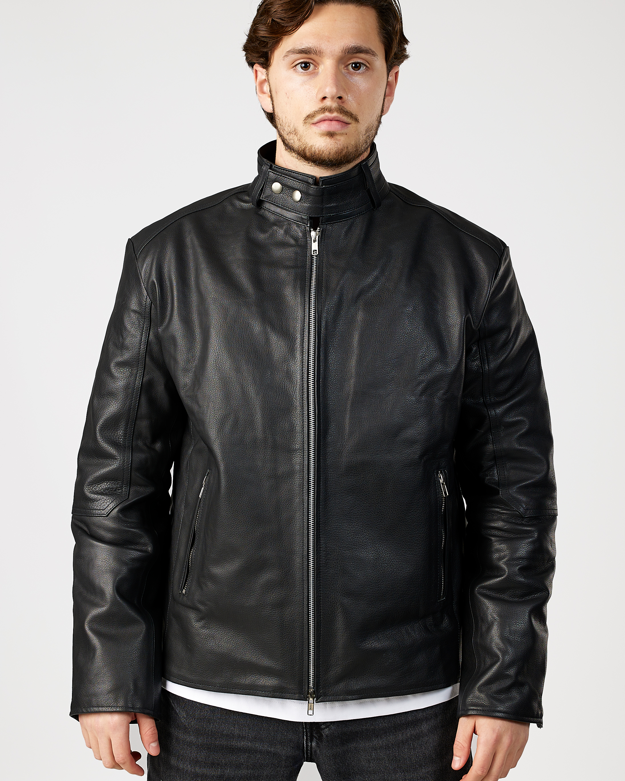 Racer Genuine Leather Jacket Black