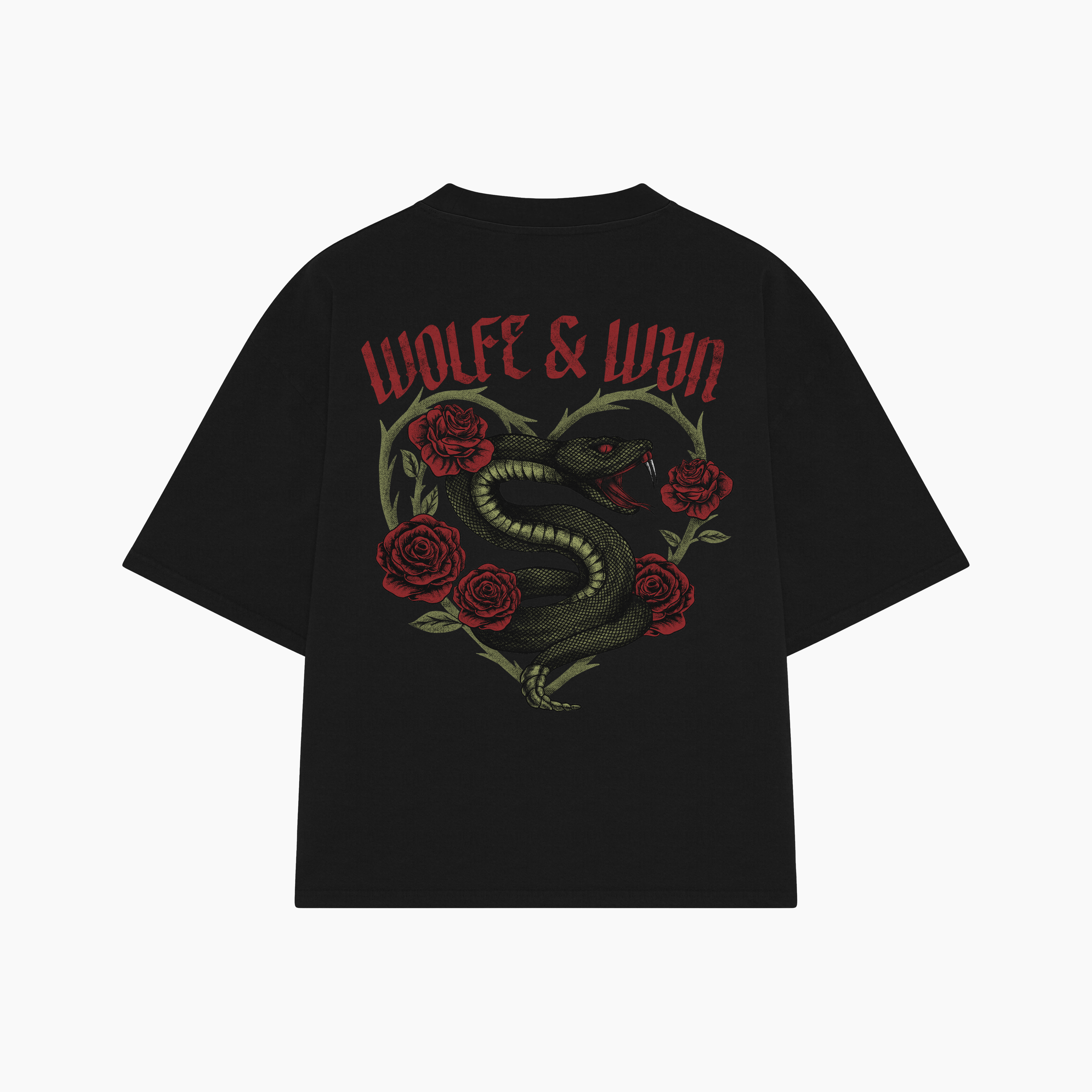 Snakebite Roses Heavyweight Oversized T-Shirt Black
