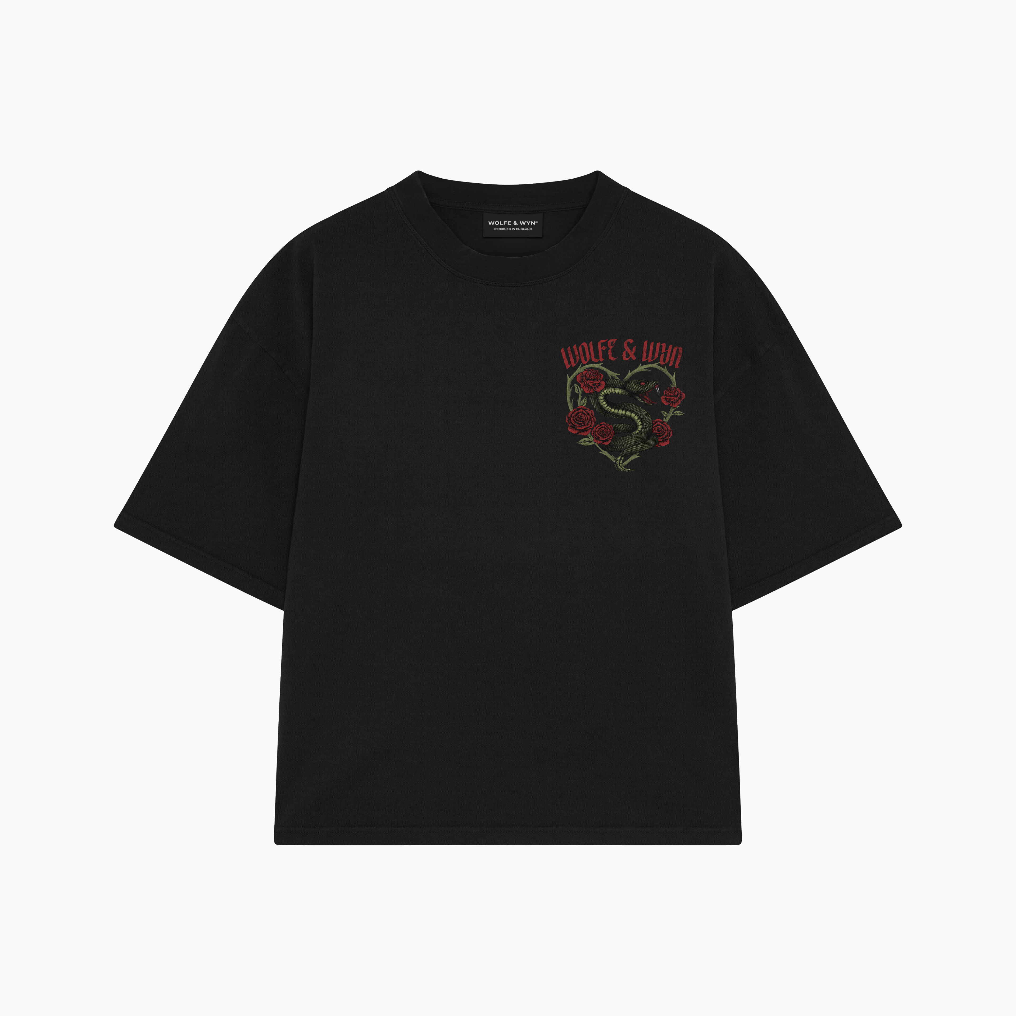 Snakebite Roses Heavyweight Oversized T-Shirt Black