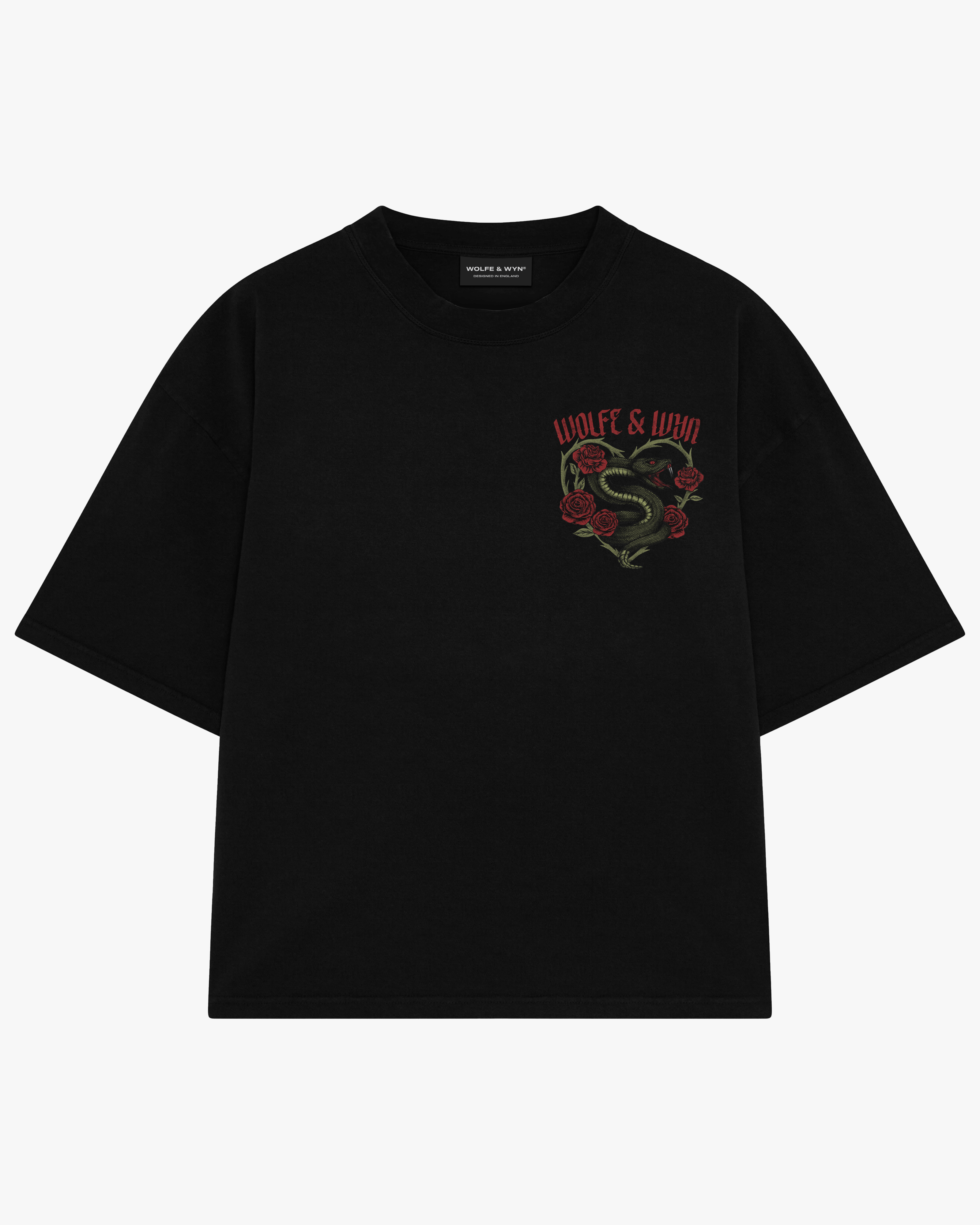 Snakebite Roses Heavyweight Oversized T-Shirt Black