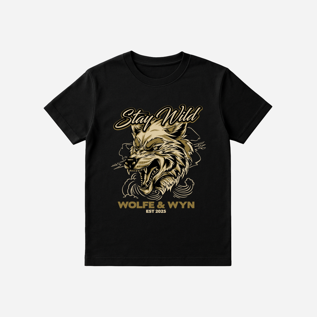Stay Wild Wolf Head T-shirt Black (Unisex)
