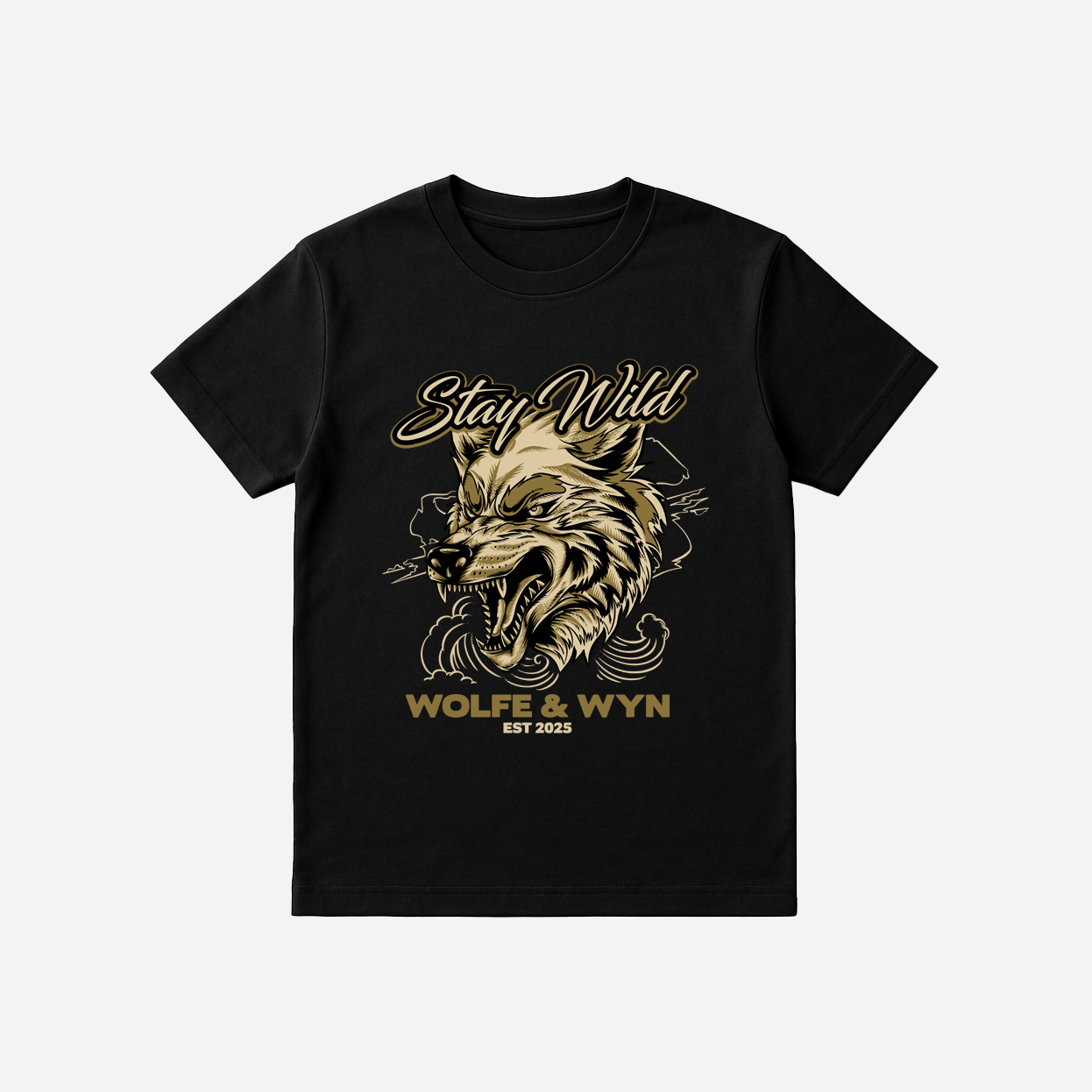 Stay Wild Wolf Head T-shirt Black (Unisex)