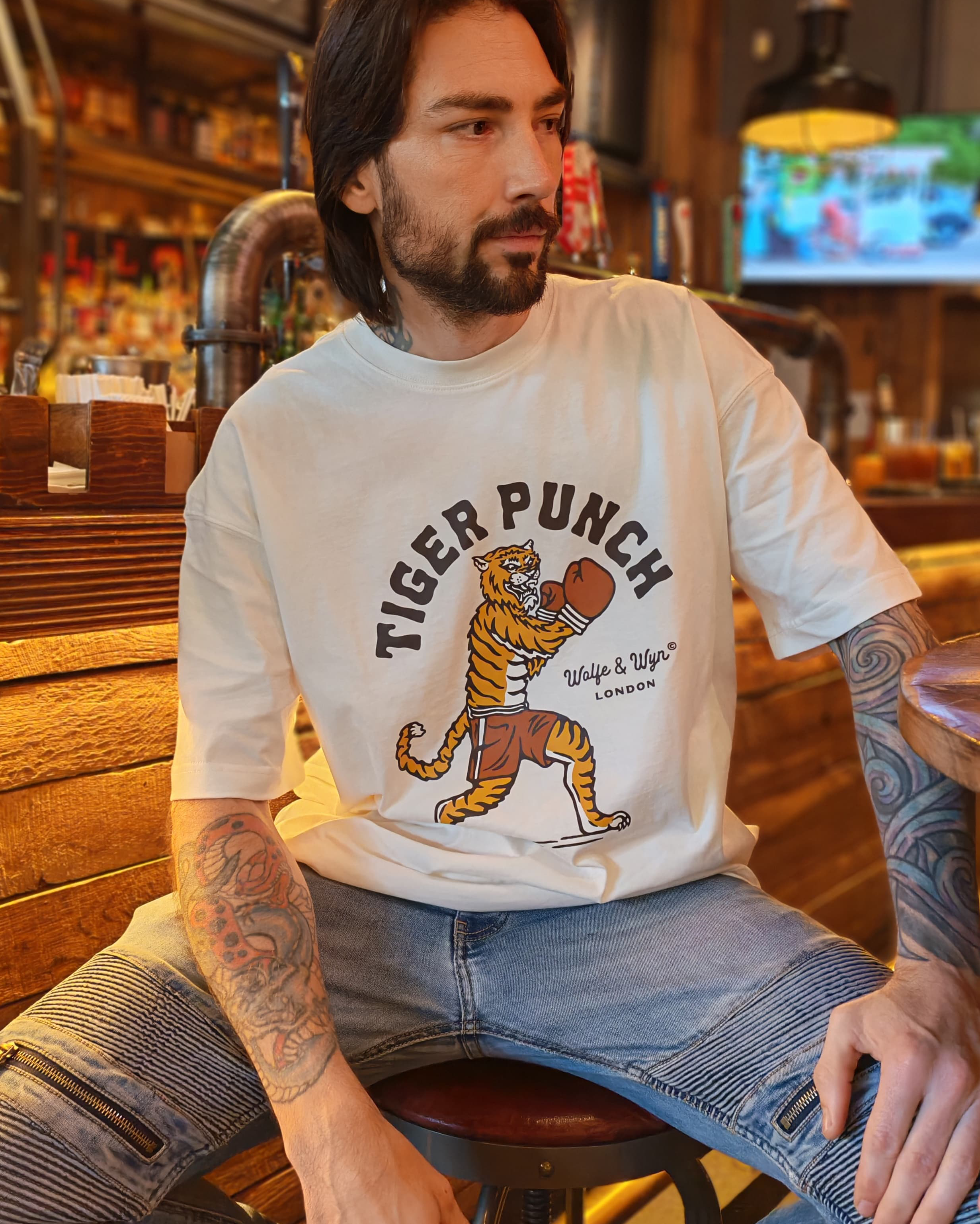 Tiger Punch Unisex T-Shirt in White