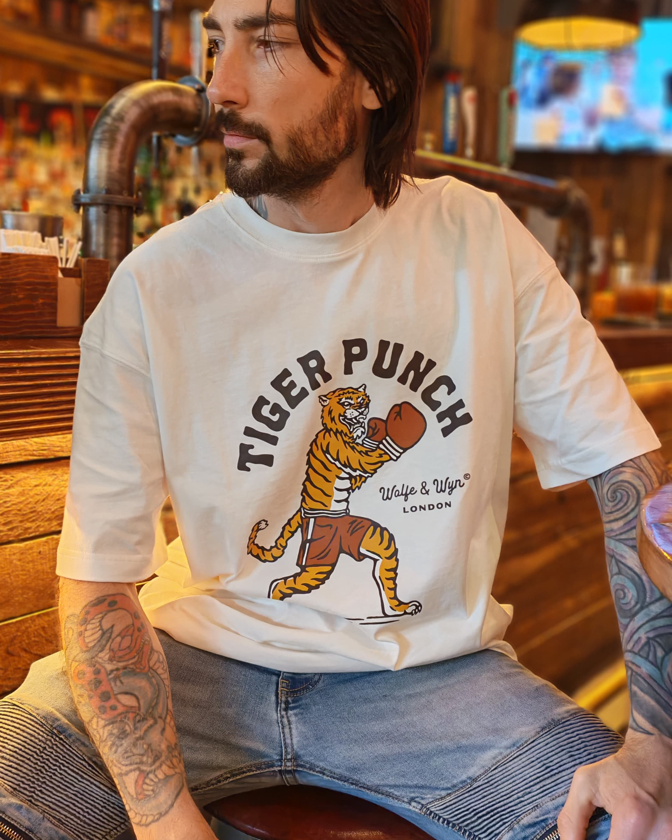 Tiger Punch Unisex T-Shirt in White