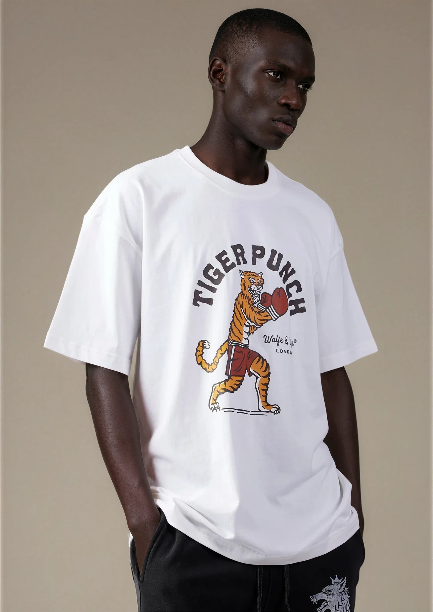 Tiger Punch Unisex T-Shirt in White