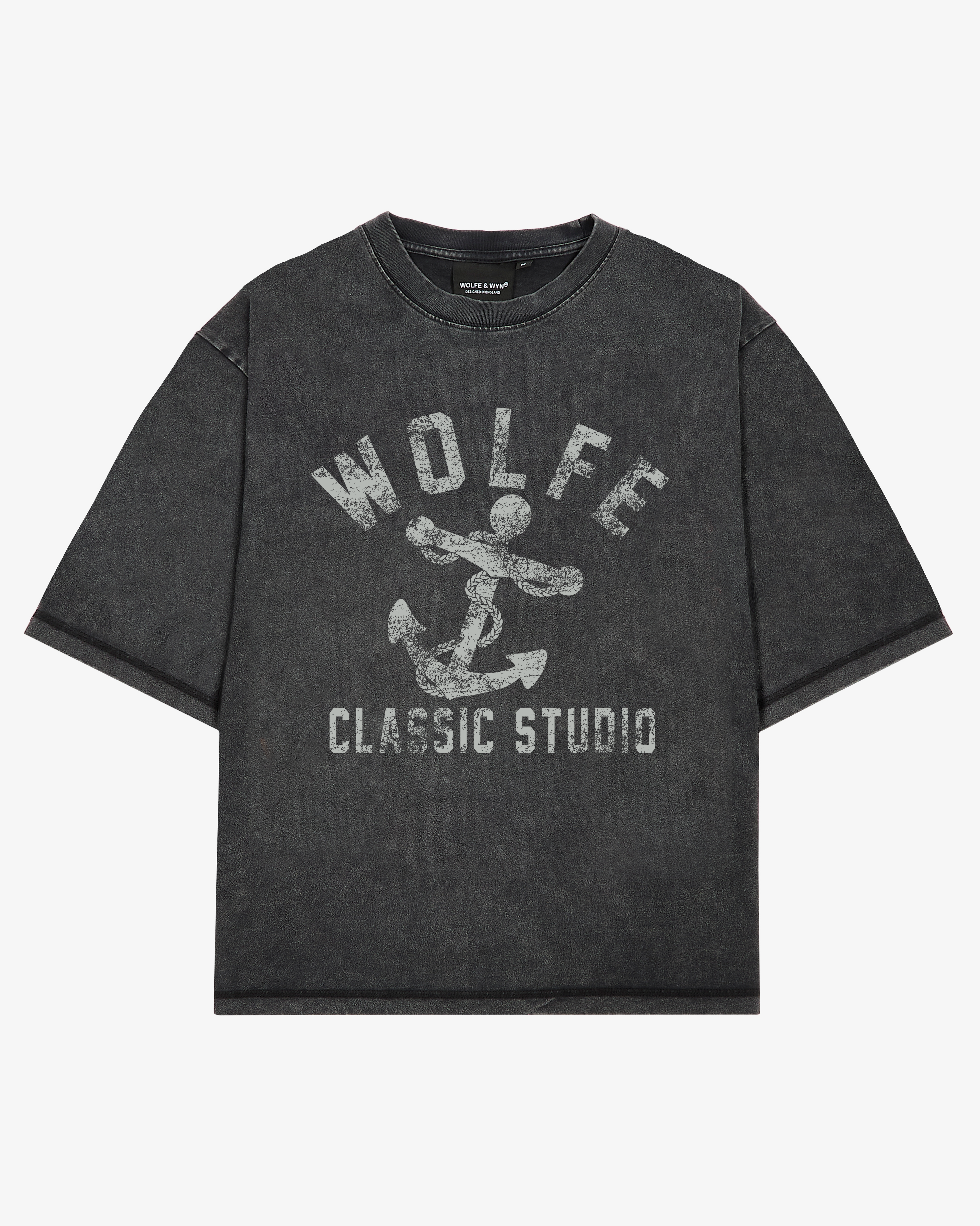 Wolfe Classic Studio Anchor Tee Vintage Wash Black